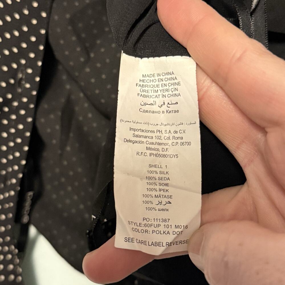 VTG Bebe Y2K Black 100% SILK Sheer Polka Dot Women Top SIZE SMALL Lacie Whimsy - Picture 15 of 16